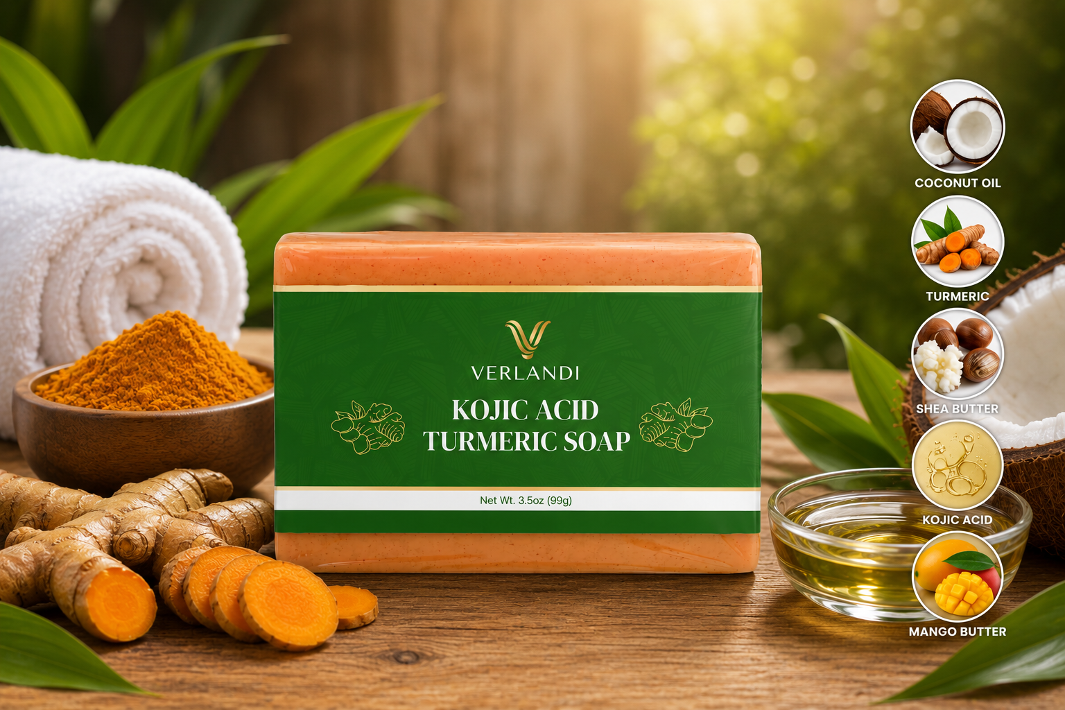 Verlandi Kojic Acid & Turmeric Soap